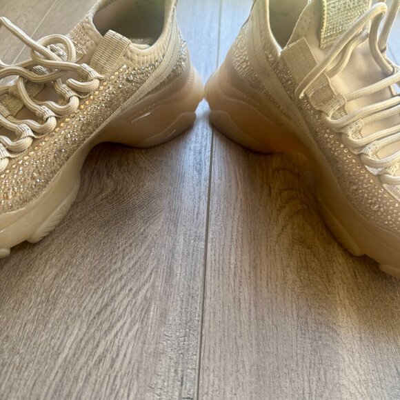 Steve Madden NY90 Rhinestone Knit Sneakers | Beige Bling | Size 7.5 - Picture 4 of 5